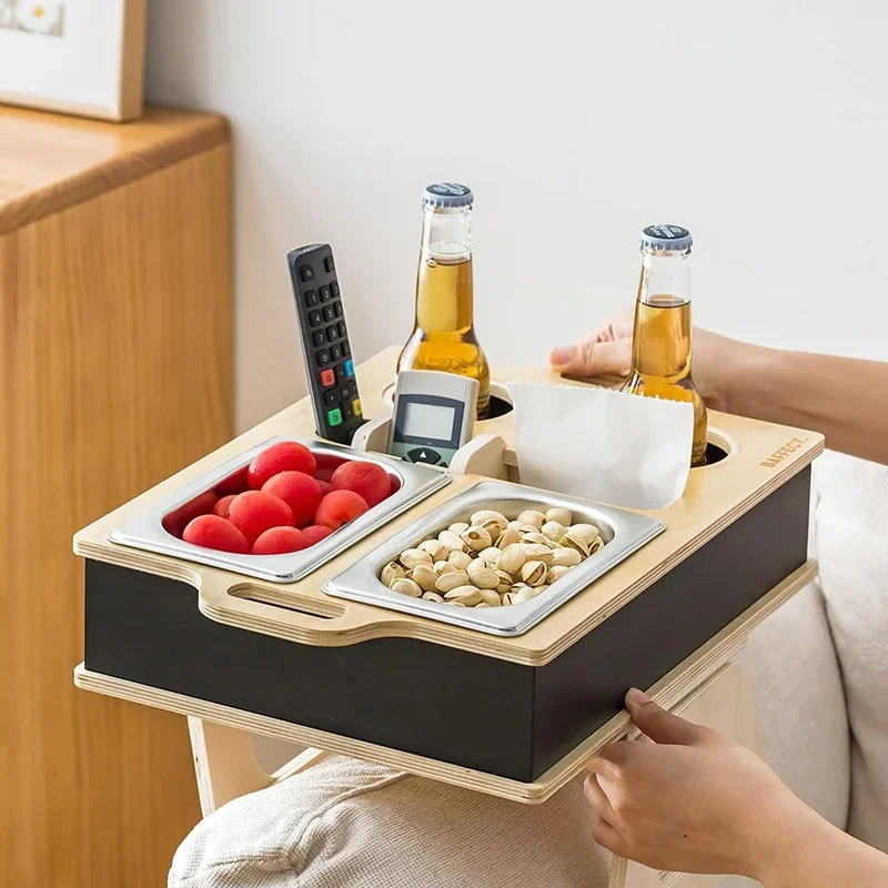 Food Snacks Drinks - Prostokątna bambusowa taca na biurko Uchwyt