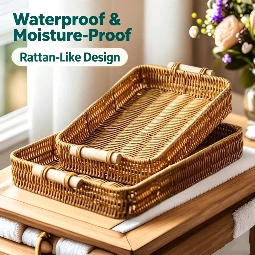 Food Snacks Basket - Talerz na przekąski z uchwytem, pleciony